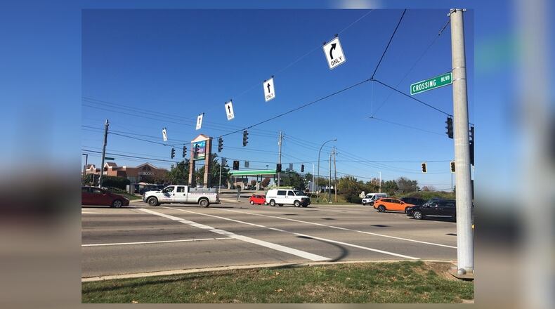 The city of Beavercreek is seeking federal funds to help pay for pavement work on North Fairfield Road near Crossings Boulevard. RICHARD WILSON/STAFF