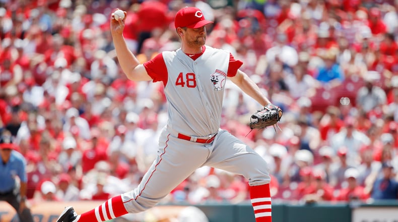 CINCINNATI, OH - JULY 07: Jared Hughes #48 of the Cincinnati Reds pitches in the fifth inning against the Cleveland Indians at Great American Ball Park on July 7, 2019 in Cincinnati, Ohio. (Photo by Joe Robbins/Getty Images)