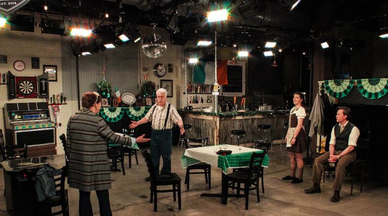 (left to right) Libby Holley Scancarello, Scott Stoney, Maggie Lou Rader, and Justin McCombs appear in the Human Race Theatre Company's production of "Now and Then." CONTRIBUTED