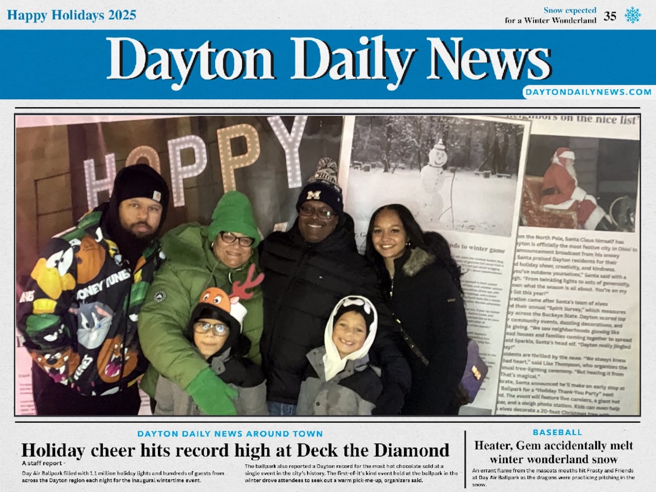 "Front Page News" photo booth photos from Deck the Diamond