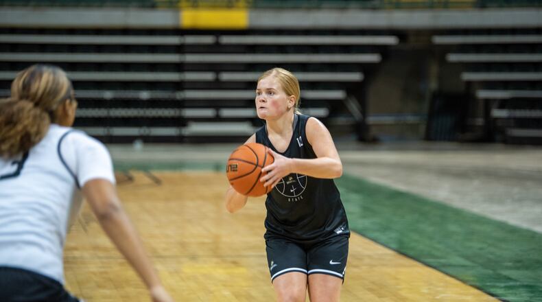 Wright State junior guard Channing Chappell looks to put up a shot during a recent practice session. Wright State Athletics photo