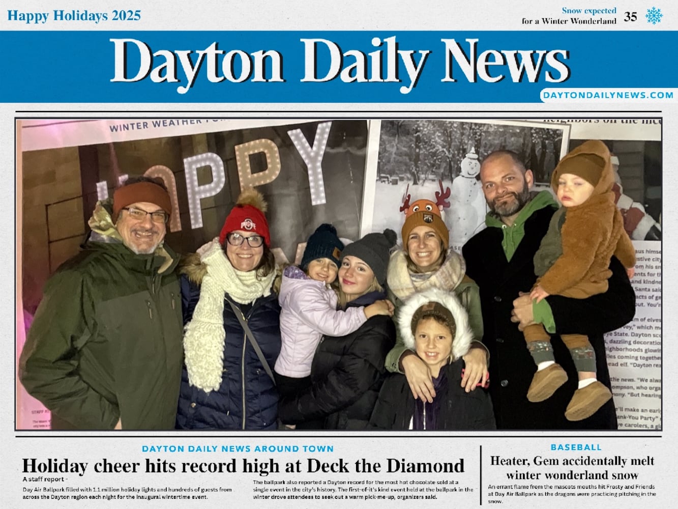 "Front Page News" photobooth at Deck the Diamond