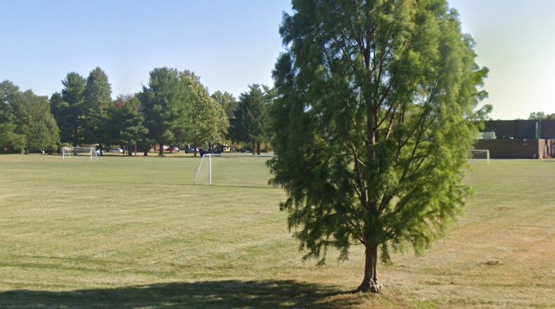The Morgan Fields site is at the southwest corner of Dayton Street and East Enon Road on the west edge of Yellow Springs, on land currently used as soccer fields adjacent to Yellow Springs High School and Greene County Educational Service Center. Image from Google