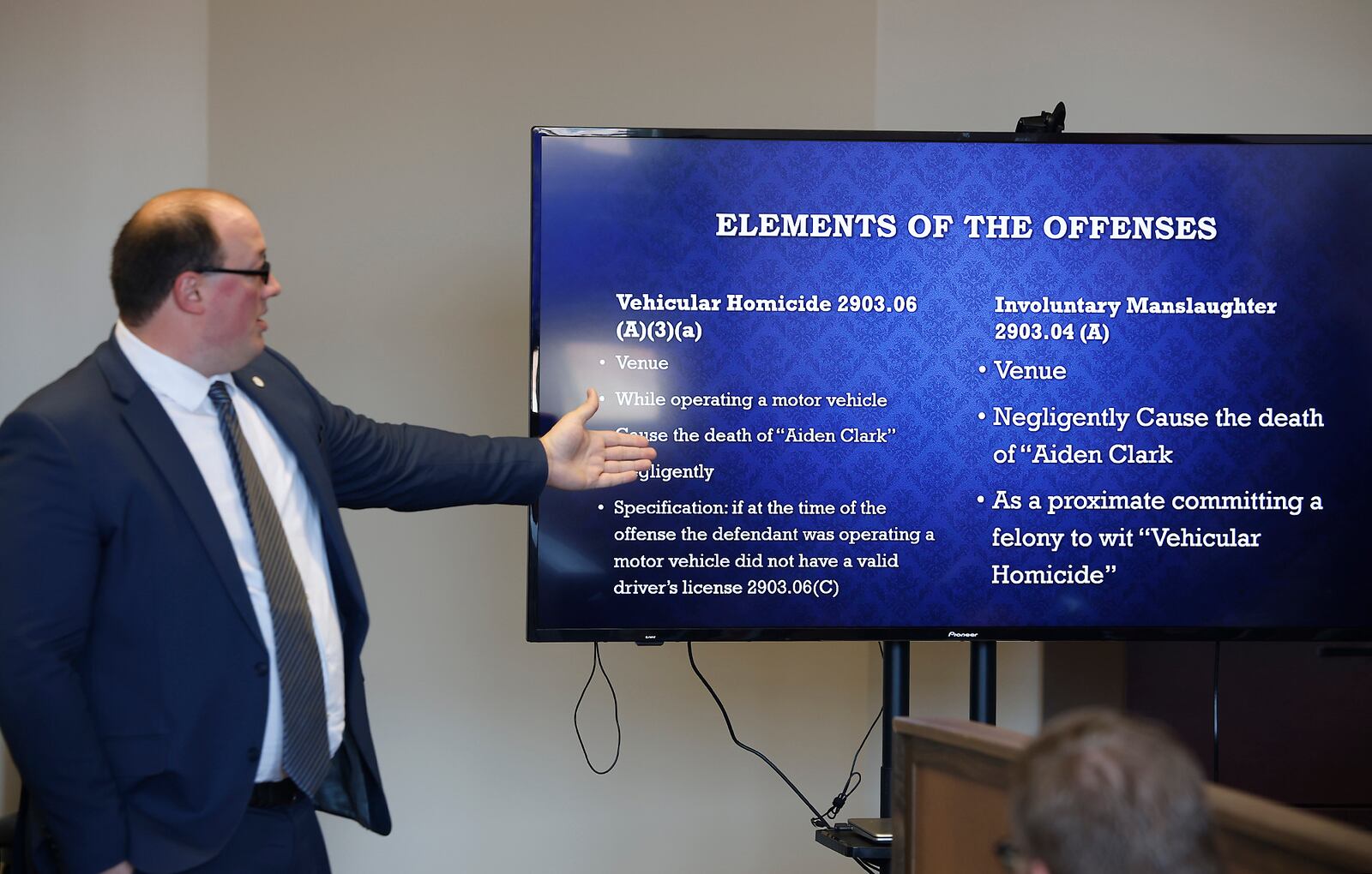 Clark County Assistant Prosecutor Kevin Miller presents his closing argument in the Hermanio Joseph trial Wednesday, May 1, 2024. BILL LACKEY/STAFF
