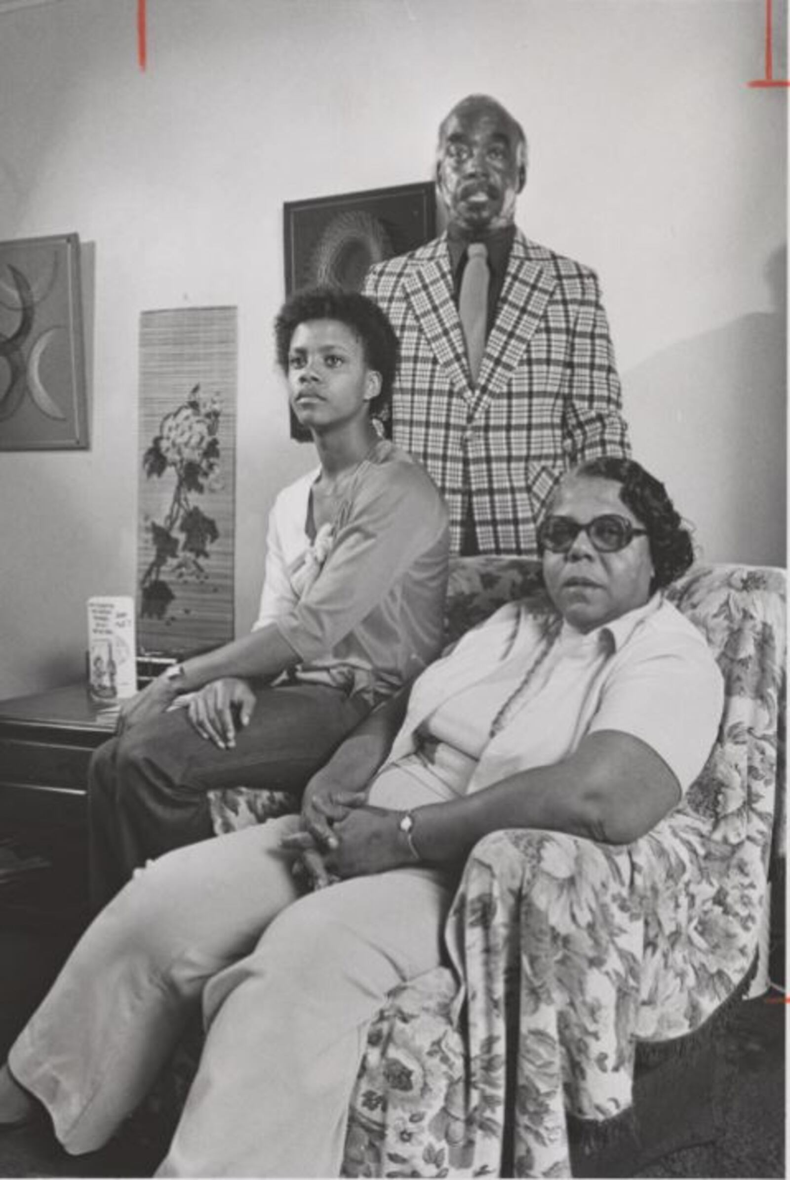Some of the Pickens family, including father James Sr. (back), mother Mary (right) and James Jr.'s twin sister, Janine. Courtesy of Wright State University, Dayton Daily News Archive