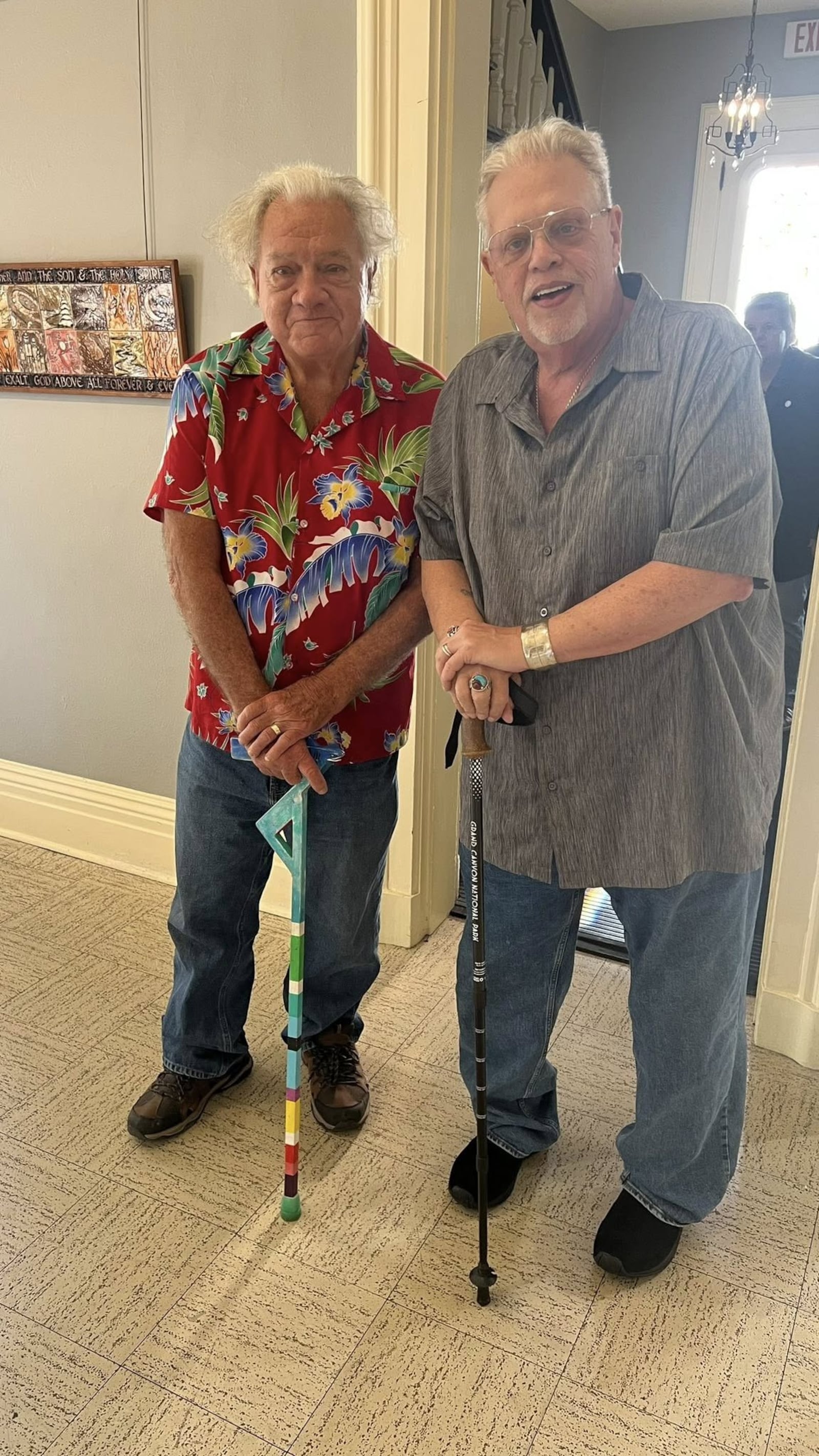 Artists Jim McCullough (left) and Terry Monk are pictured at the opening reception at the Dayton Society of Artists. CONNIE MONK/CONTRIBUTED