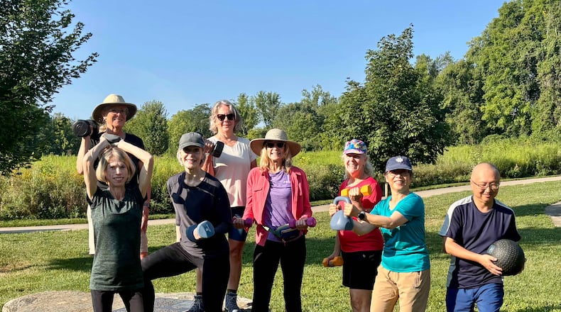 The Dayton Hikers Workout and Hike sessions pair circuit training with weights with a brisk hike. DEBBIE JUNIEWICZ