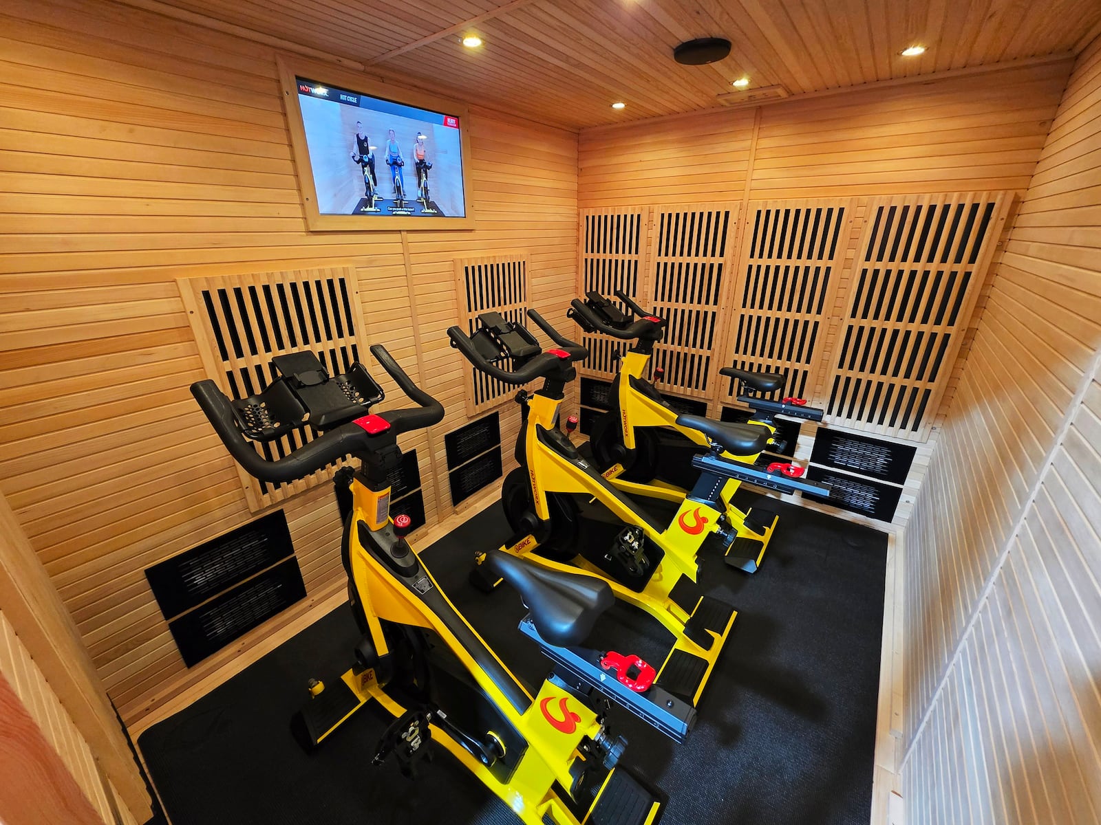 Hotworx fitness studio opening on Princeton Glendale Road in West Chester Township. Hotworx features infrared saunas with built in screens for fitness classes for yoga, pliates, cycling, rowing and more. NICK GRAHAM/STAFF