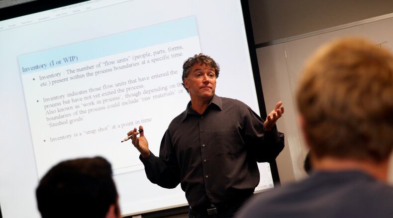 Professor Michael Gorman teaches an operation and supply management class at the University of Dayton.