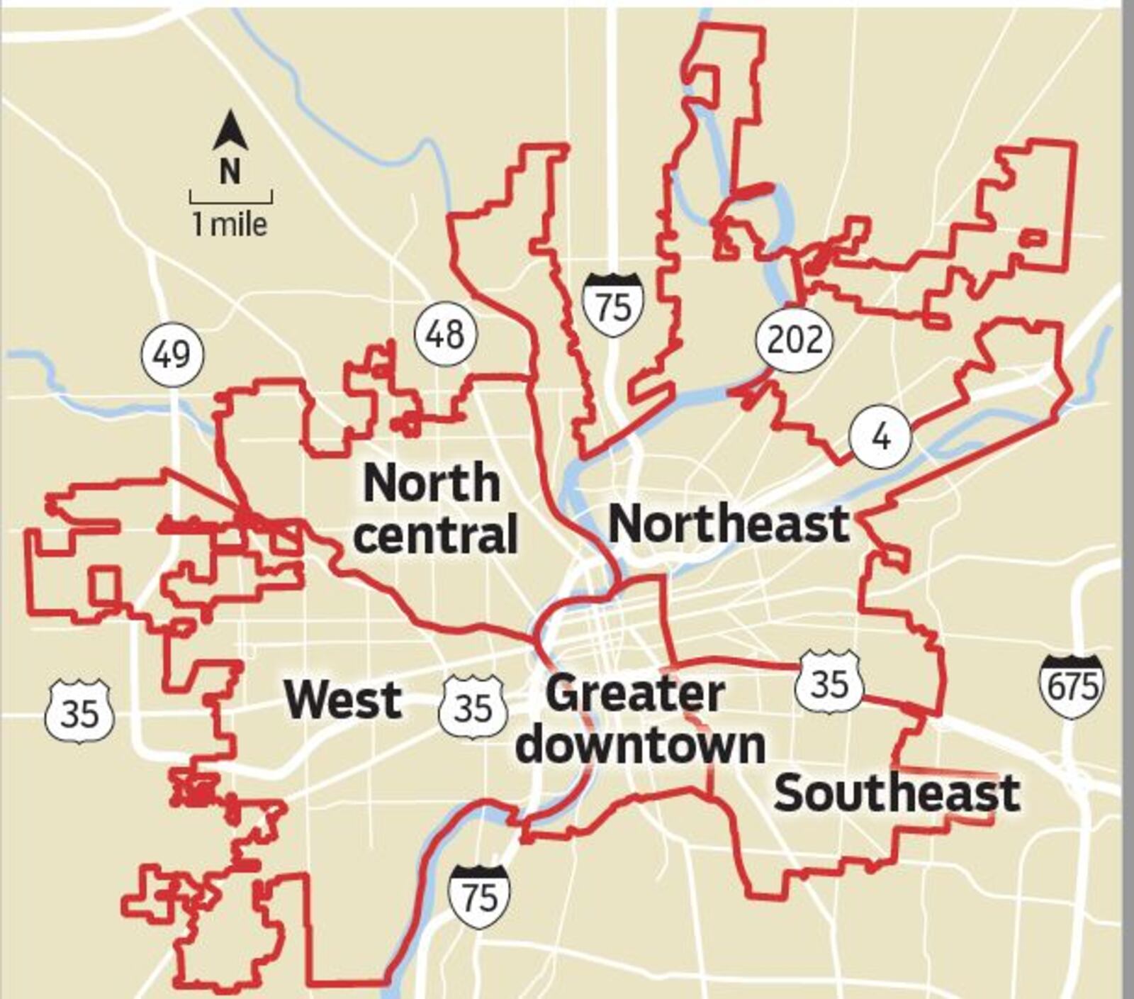 A map of Dayton's land use areas. CONTRIBUTED