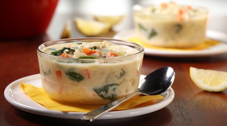 The lemon chicken soup with quinoa and kale takes inspiration from the Greek lemon and egg-based dish avgolemono. (Abel Uribe/Chicago Tribune/TNS)