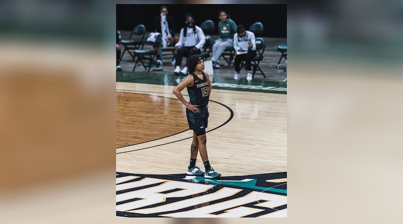 Wright State's Angel Baker (shown here during a game earlier this season) scored a season-high 29 points in Friday's loss to Green Bay at the Nutter Center. Joseph Craven/Wright State Athletics