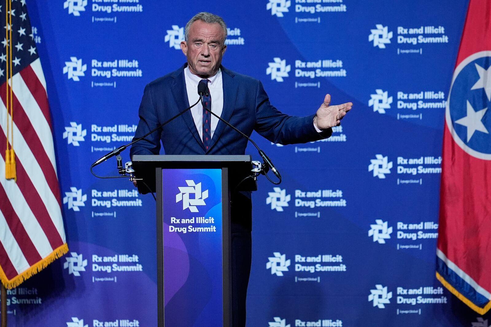 Health and Human Services Secretary Robert F. Kennedy Jr. speaks at the Rx and Illicit drug Summit, Thursday, April 24, 2025, in Nashville, Tenn. (AP Photo/George Walker IV)
