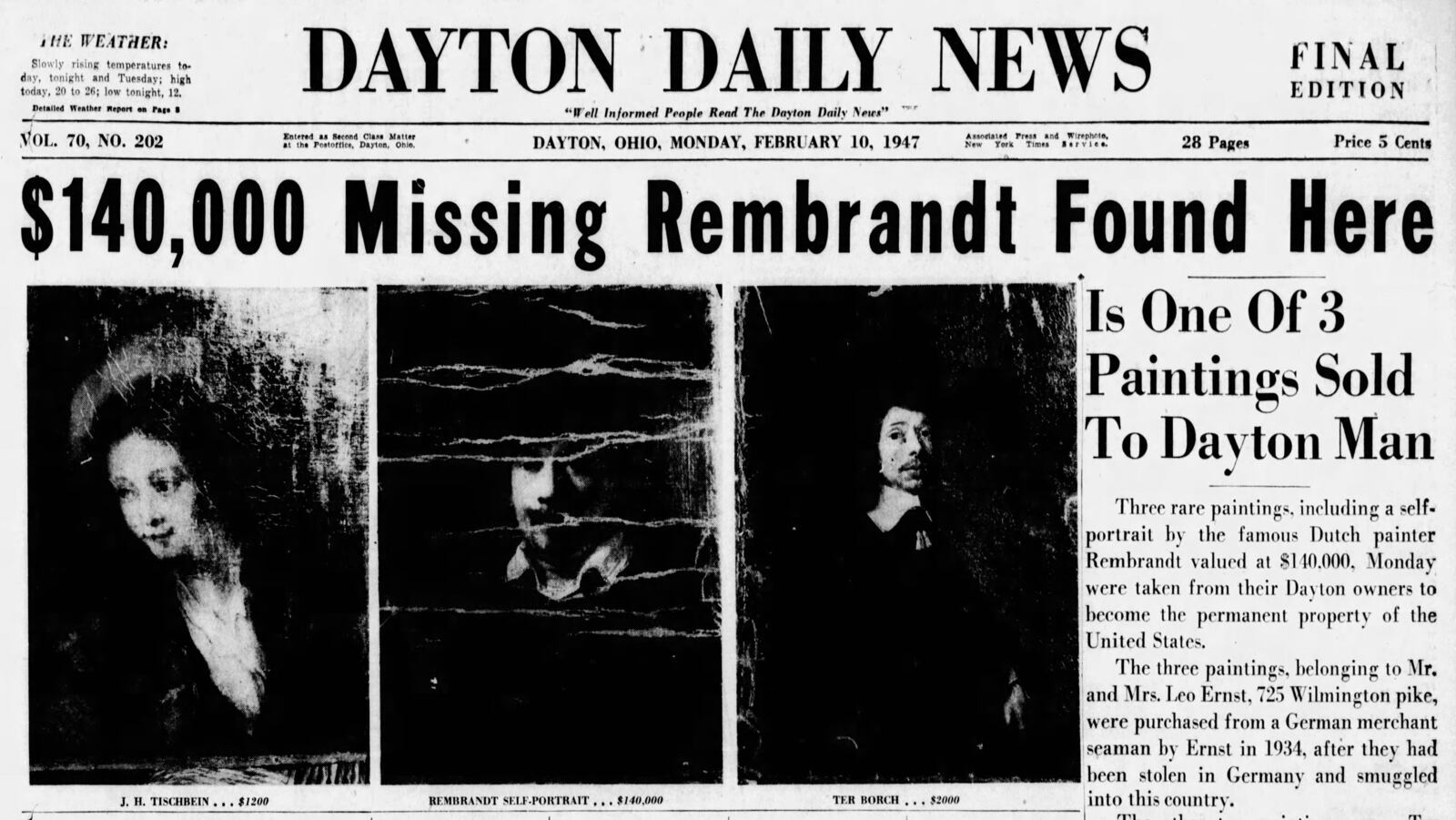 Dayton Daily News Feb. 10, 1947. DAYTON DAILY NEWS ARCHIVES