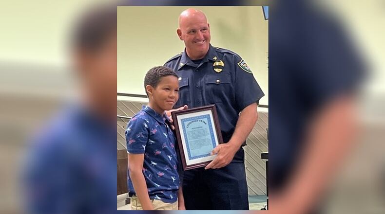 Adrian Alvarenga this week was called “courageous” and singled out for his “bravery” for his Feb. 22 actions at John F. Kennedy Elementary School, Kettering Police Chief Chip Protsman said. CONTRIBUTED