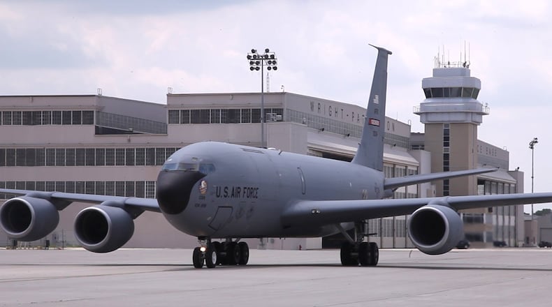 Advocates for Wright-Patterson Air Force Base have long spoke of the need for work on the base's primary runway. Pictured is a KC-135R aerial refueling tanker which visited the base in 2015. TY GREENLEES / STAFF