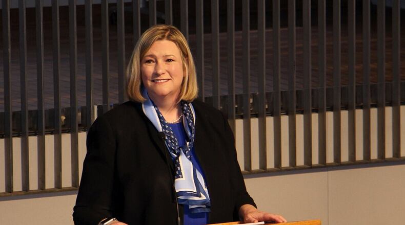 “With one crisis after another, 2019 was certainly the most challenging year I have faced as your Mayor,” Dayton Mayor Nan Whaley said Wednesday during her State of the City address at the main branch of the Dayton Metro Library. Photo by Stewart Halfacre