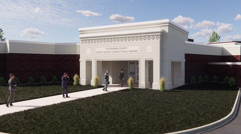 A rendering of the new Greene County Gene Fischer Correctional Center, which will start construction later this month. CONTRIBUTED