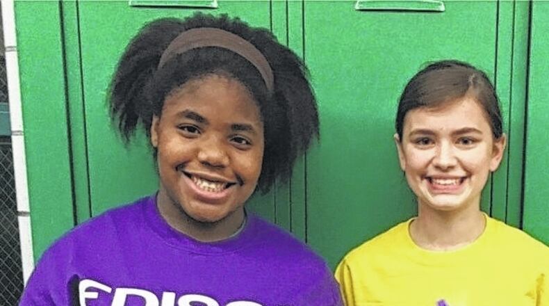 Amara Nwanaro (left) won second place and Emma Plummer won Honorable Mention at the “We Are IT” conference at Edison State. CONTRIBUTED