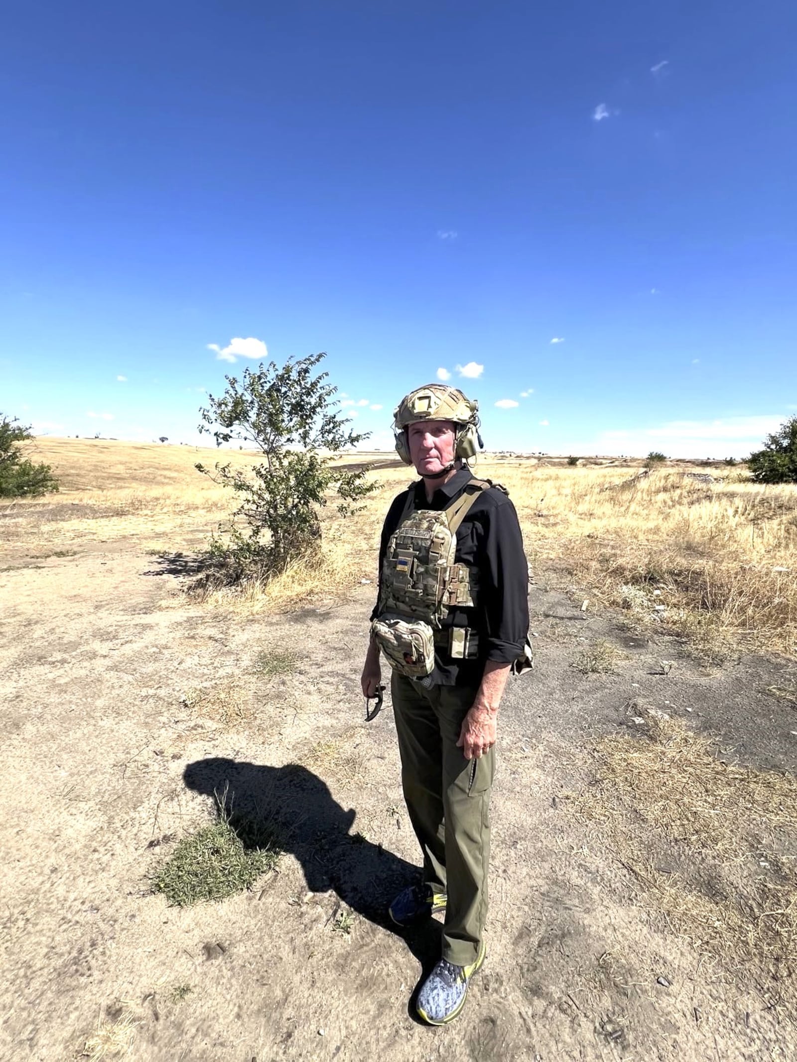 A little over a week ago Larry Connor, pictured here at a destination he said he could not reveal, took his third trip to the Ukrainian front lines in the war with Russia. He joined Task Force Antal which is doing great humanitarian work in the towns under siege in the war zone. (Contributed Photo)