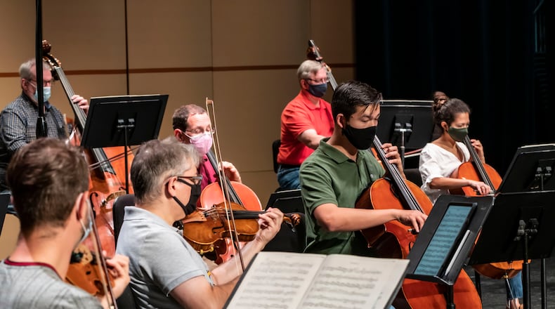 Jonathan Lee, Principal Cellist for Dayton Philharmonic, rehearses with other orchestra members for upcoming Virtual Streams concerts for the Dayton Performing Arts Alliance. CONTRIBUTED