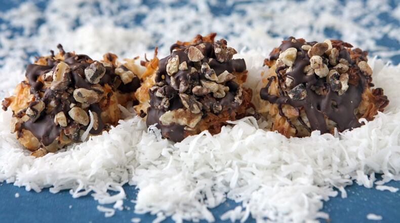 Rocky Road macaroons are a twist on the traditional plain-flavored coconut dessert served during Passover. (Hillary Levin/St. Louis Post-Dispatch/TNS)