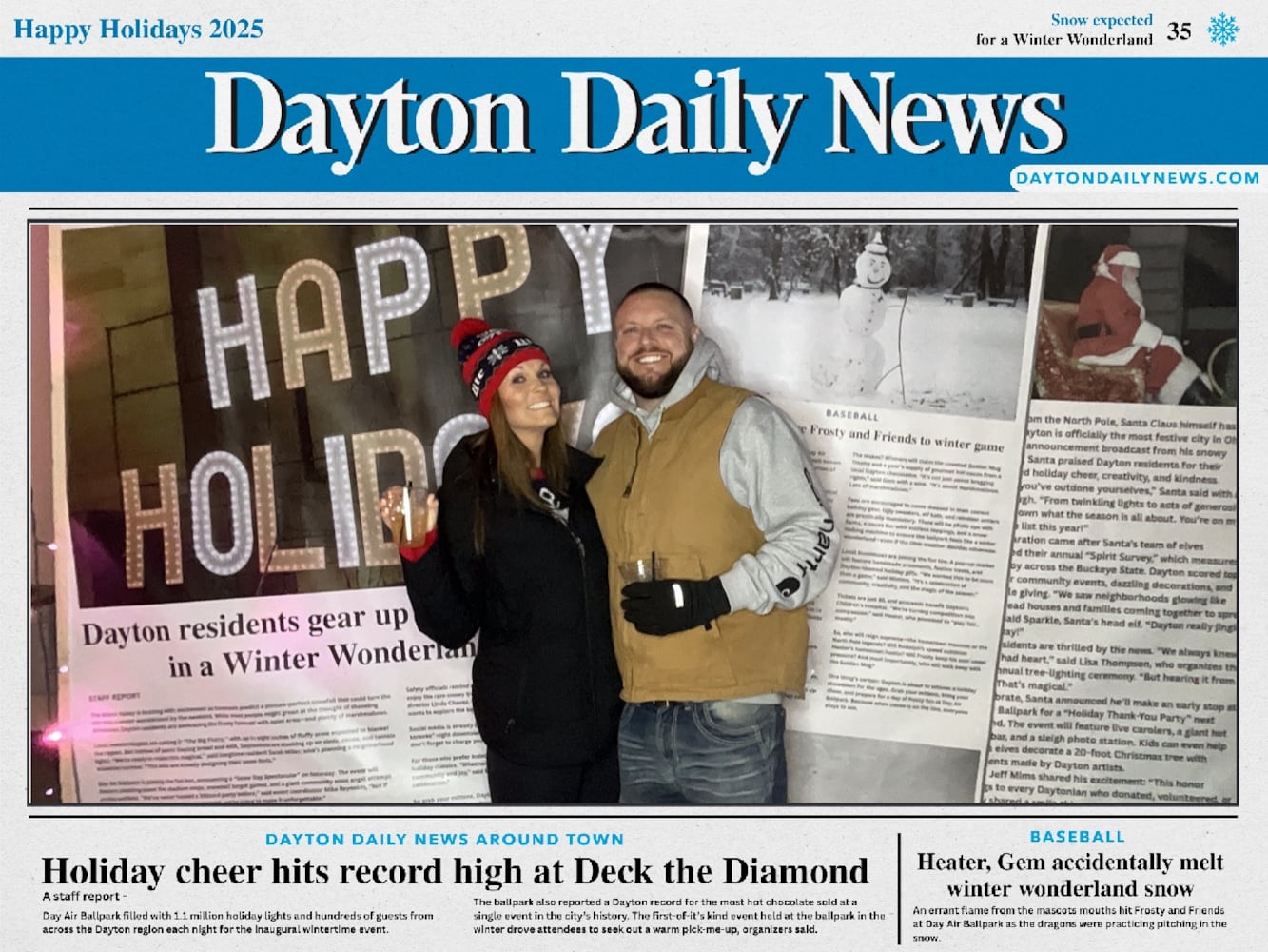 "Front Page News" photo booth photos from Deck the Diamond