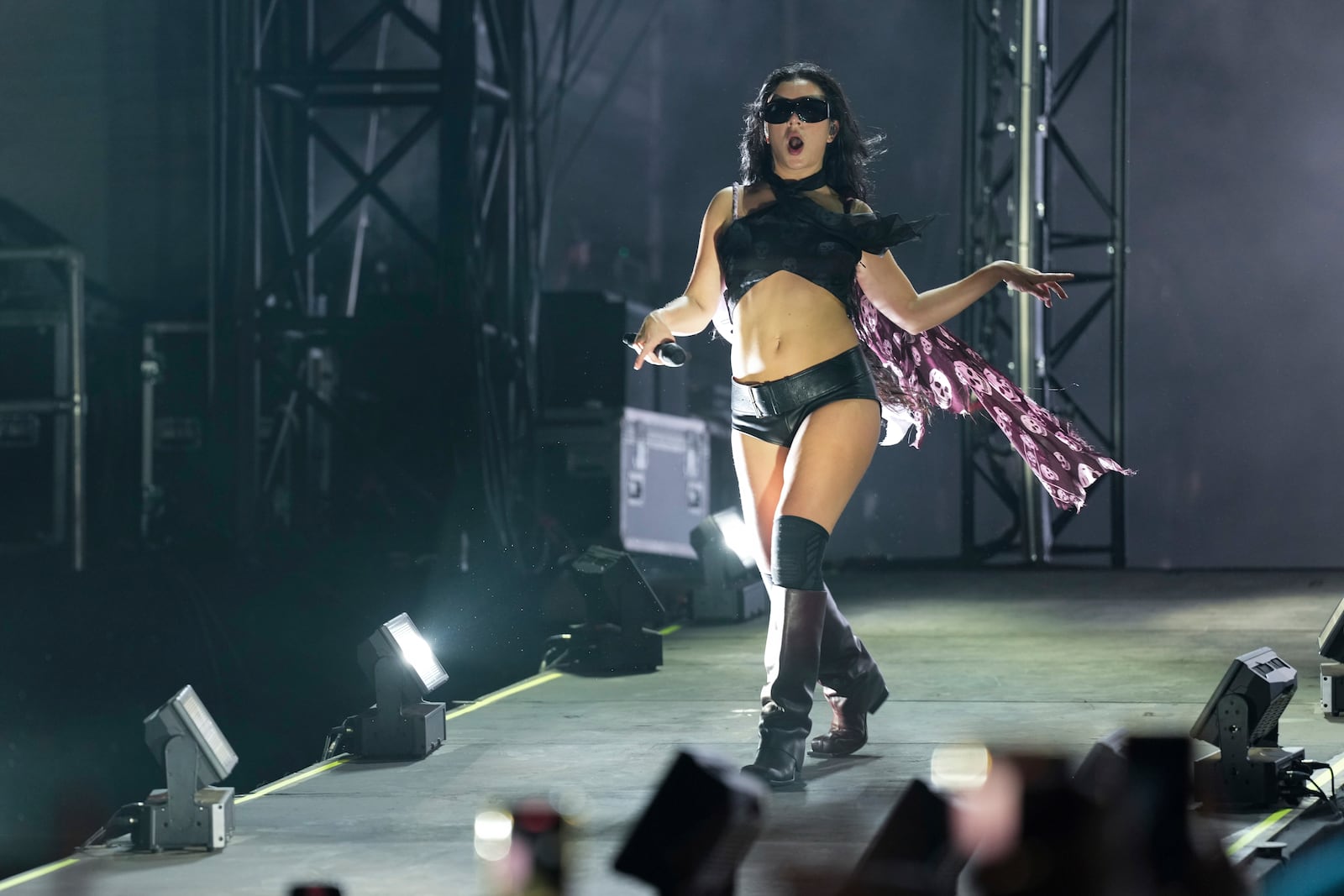 Charli xcx performs during the Glastonbury Festival in Worthy Farm, Somerset, England, Saturday, June 28, 2025. (Scott A Garfitt/Invision/AP)