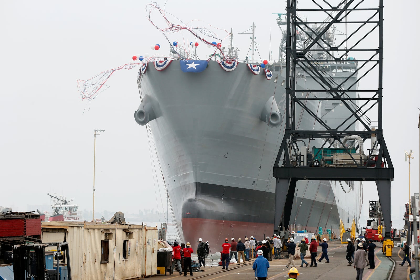 FILE - The U.S. Navy launches the USNS Harvey Milk, a fleet replenishment oiler ship named after the first openly gay elected official, in San Diego, Nov. 6, 2021. (AP Photo/Alex Gallardo, File)