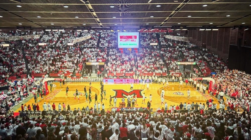 Ohio against Miami on Friday, Feb. 13, 2026, at Millett Hall in Oxford. David Jablonski/Staff
