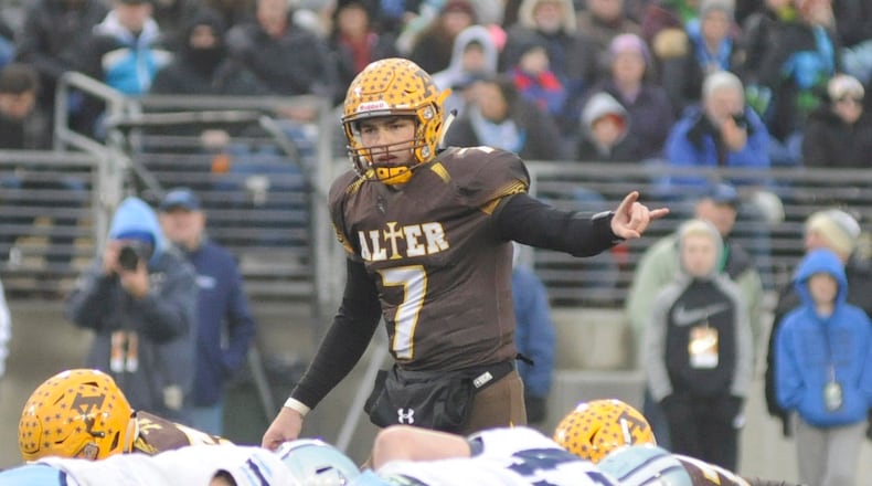 Alter senior QB Connor Bazelak leads the Knights in the D-III state championship against Chagrin Falls Kenston last season. MARC PENDLETON / STAFF