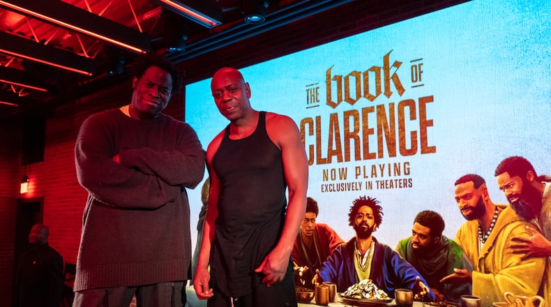 Dave Chappelle hosts writer/director Jeymes Samuel ("The Book of Clarence") at his new comedy and music venue, Dave Chappelle's YS Firehouse, Jan. 11 in Yellow Springs. PHOTO BY IAN COOK