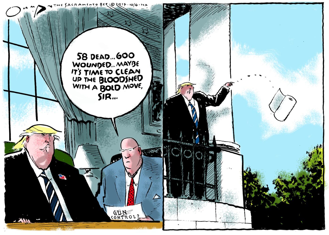 Week in cartoons: Gun control, paper towels and more