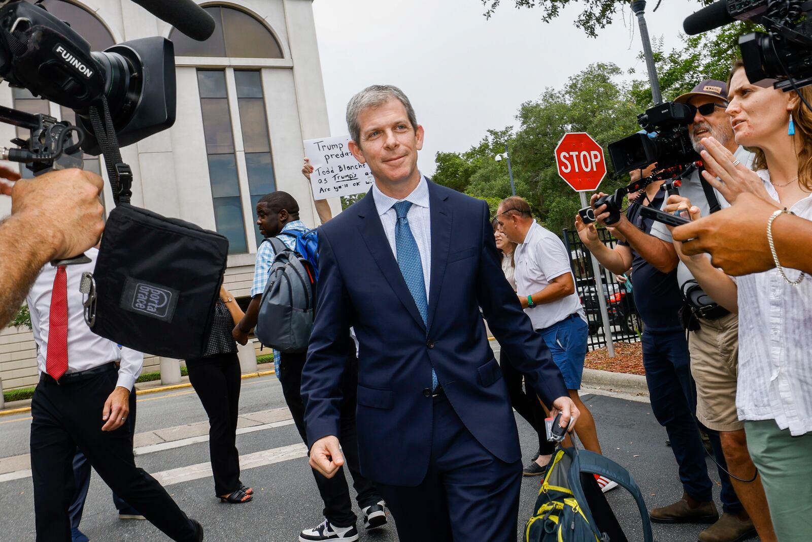 David Oscar Markus, an attorney for Ghislaine Maxwell, talks with the media outside the federal courthouse, Friday, July 25, 2025, in Tallahassee, Fla., after Deputy Attorney General Todd Blanche met with Maxwell, the imprisoned former girlfriend of financier and convicted sex offender Jeffrey Epstein. (AP Photo/Colin Hackley)
