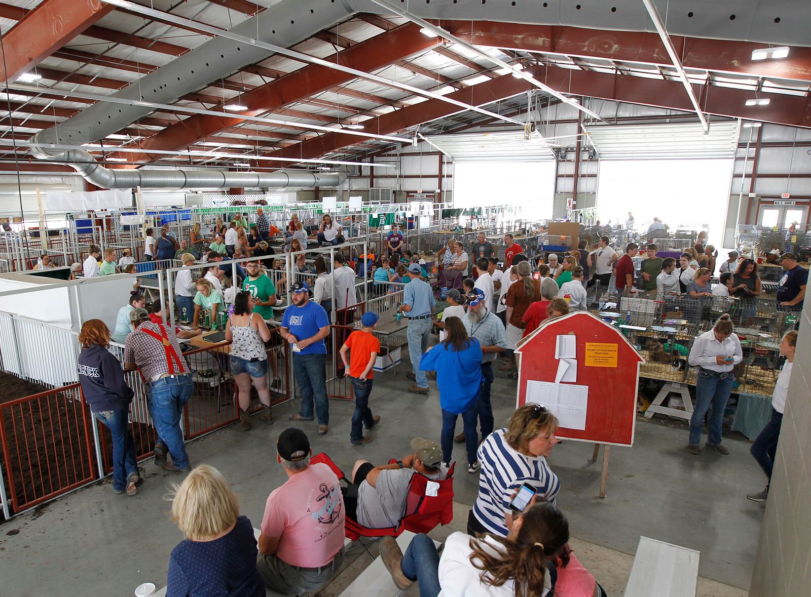 The new building at that houses the rabbits, poultry, goats and sheep a the Montgomery County Fair is very popular with the 4-H participants.    TY GREENLEES / STAFF