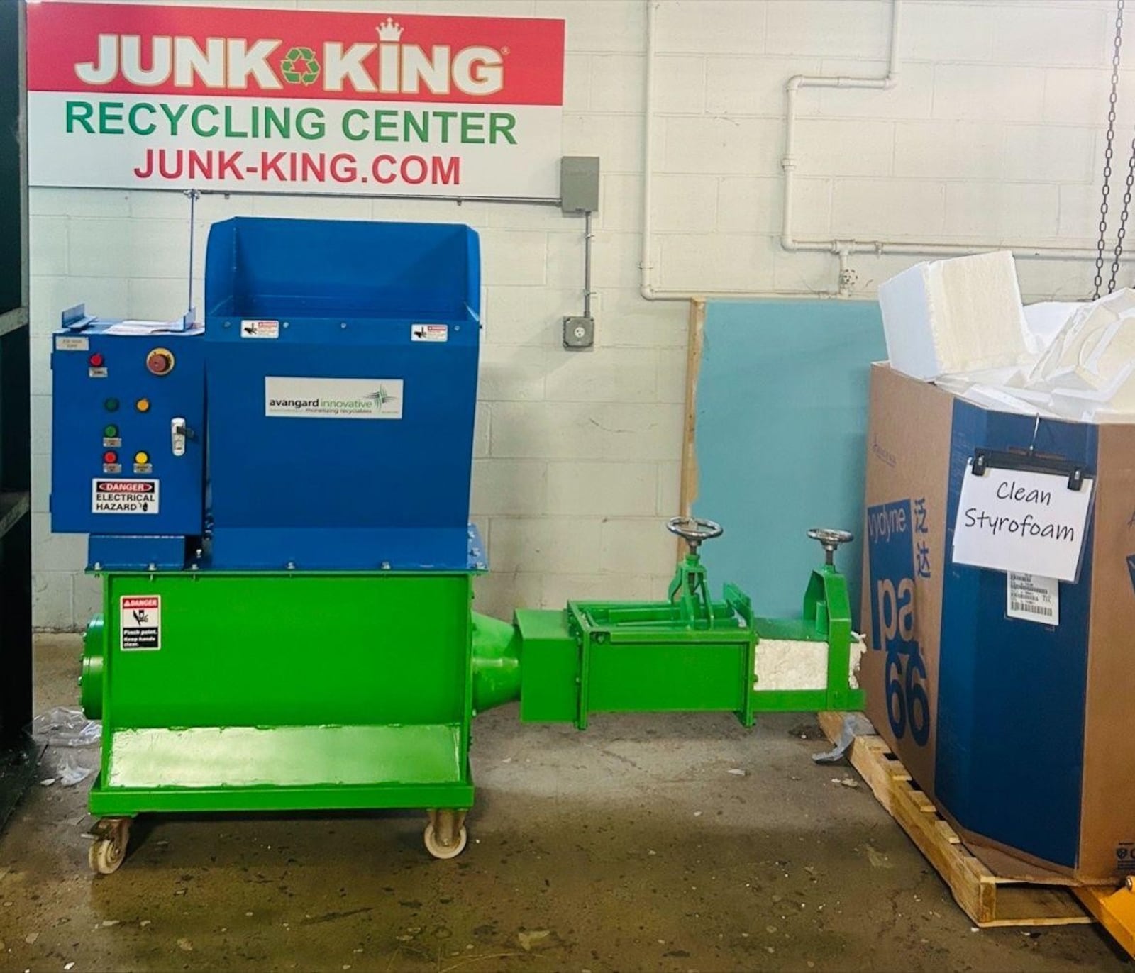 Styrofoam densifier at Junk King. CONTRIBUTED
