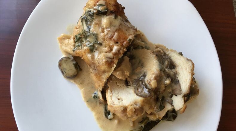 Chicken stuffed with mozzarella and mushrooms. (Susan Selasky/Detroit Free Press/TNS)