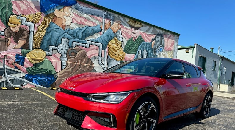 This year's Kia EV6, with two electric motors and a 77.4-kWh lithium-ion battery, has 576 horsepower and 545 pound-feet of instantaneous torque. Contributed photo by Jimmy Dinsmore