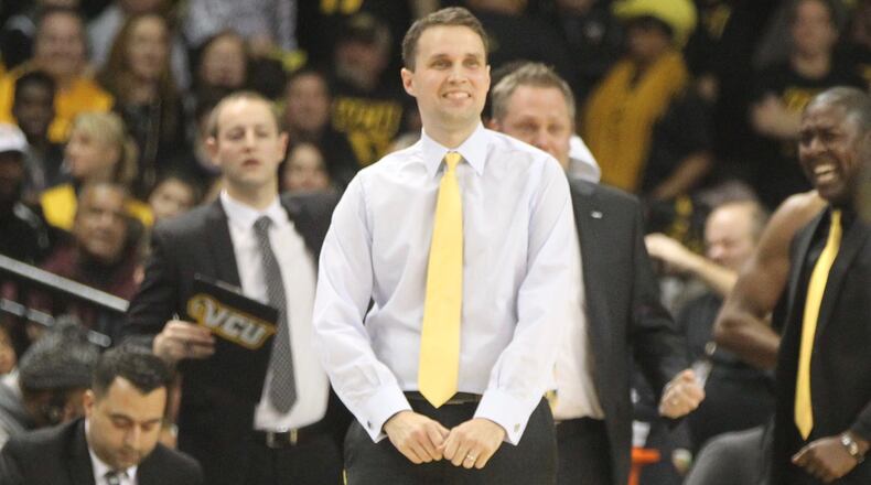 VCU coach Will Wade smiles during a game against Dayton on Jan. 27, 2017, at the Siegel Center in Richmond, Va.