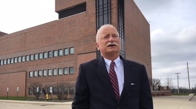 Gerry Smith, senior vice president, Miller Valentine Group, near 460 Vantage Point at the Mound Business Park in Miamisburg, a building that recently sold to a New York investor. Smith says the Mound is working to put itself on a more “self-sustaining” footing. THOMAS GNAU/STAFF