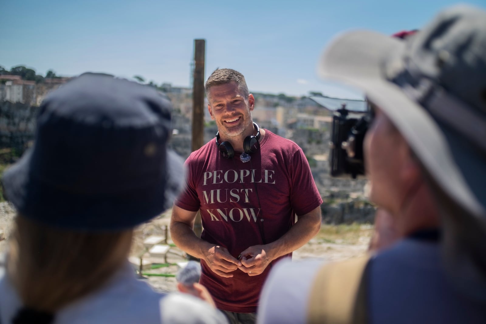 Showrunner Dallas Jenkins appears during the filming of season six of the series "The Chosen" in Matera, Italy on June 3, 2025. (Vitaliano Napolitano/via AP)