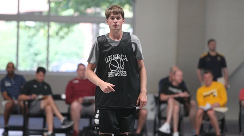 Madison’s Grant Whisman plays in the Ohio High School Basketball Coaches Association Showcase on Saturday, June 29, 2019, at Capital University in Bexley. David Jablonski/Staff