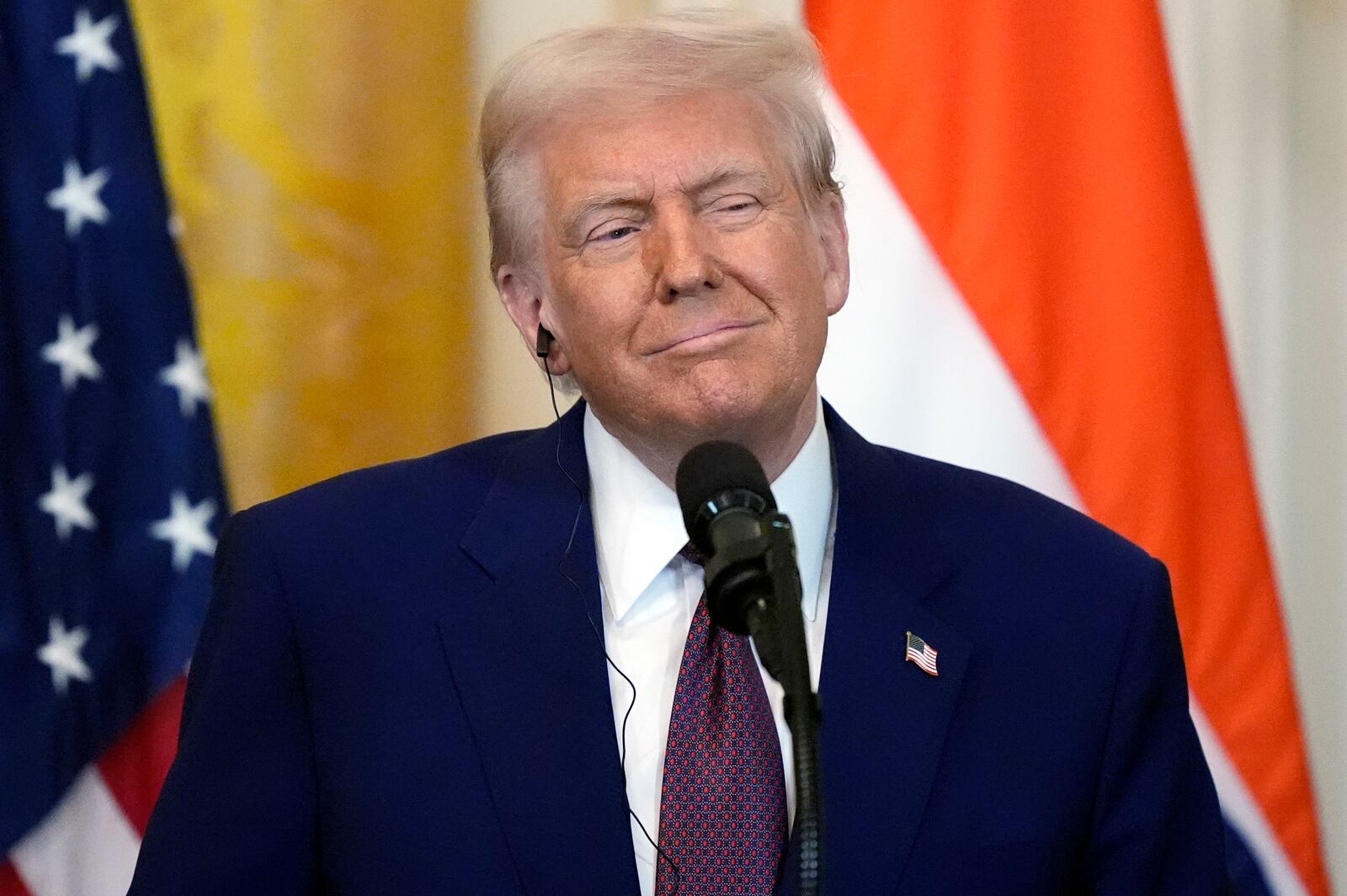 FILE - President Donald Trump listens during a news conference with India's Prime Minister Narendra Modi in the East Room of the White House, Feb. 13, 2025, in Washington. (Photo/Alex Brandon, File)