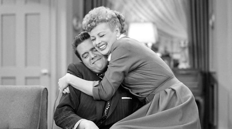 Lucille Ball with husband Desi Arnaz. The couple portrayed the Ricardos on the 1950s groundbreaking sitcom "I Love Lucy.'' PHOTO/CBS