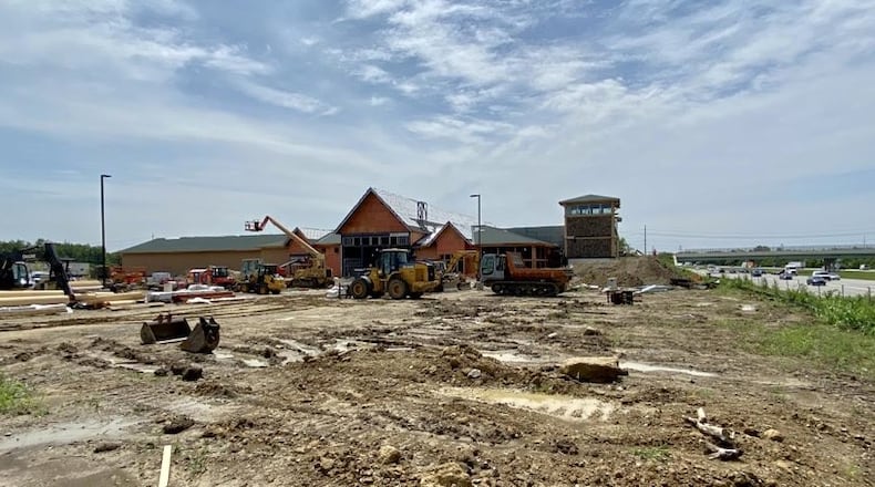Work continues on the new Bass Pro Shop store as seen here Aug. 24, 2023 along Interstate 75 North in West Chester Twp. It is planned for opening in 2024. MICHAEL D. CLARK/STAFF