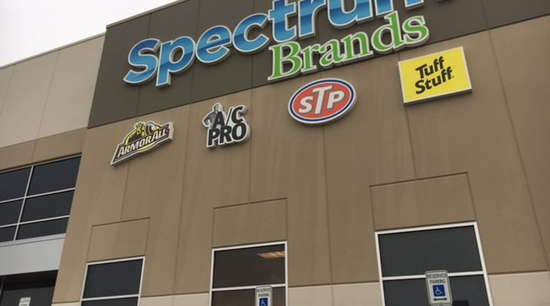 The Spectrum Brands auto products distribution center covers some 570,000 square feet and employs nearly 350 people. Though it had a ribbon cutting Thursday, it has operated since January. THOMAS GNAU/STAFF