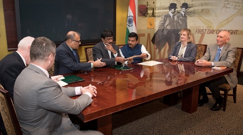 Officials from Wright State and Andhra Pradesh sign partnership agreement. The agreement is expected to increase the flow of students from India to Wright State, according to the school.