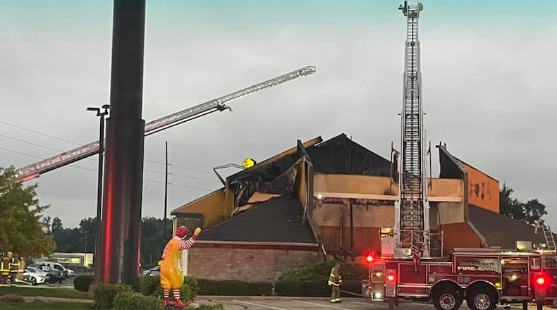 Vandalia Fire crews were dispatched to the Super8 Motel at 550 E. National Road around 4:15 a.m. Sunday and extinguished a fire that damaged the motel. Photo courtesy Vandalia Division of Fire
