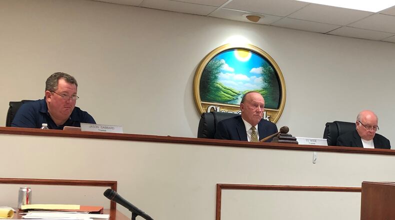 Clearcreek Twp. trustees (from left) Jason Gabbard, Ed Wade and Steve Muterspaw.