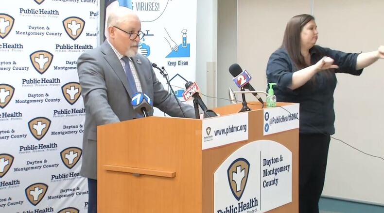 Public Health Commissioner Jeff Cooper speaks at a March press conference on the coronavirus situation hosted by Public health - Dayton & Montgomery County. KAITLIN SCHROEDER
